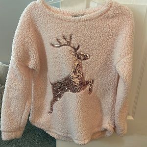 Fuzzy reindeer sweater